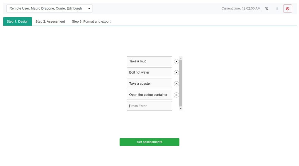 tele assessment using pepper