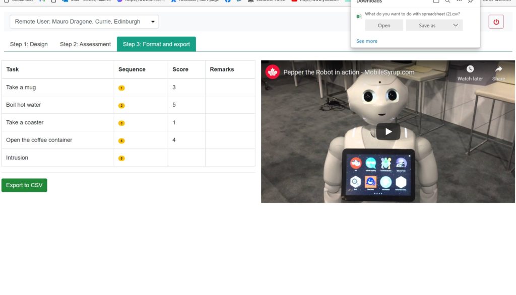 tele assessment using pepper